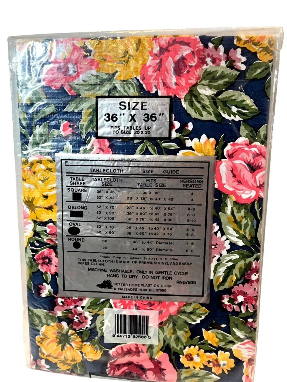 Vinyl Flannel-Backed Floral Tablecloth 36